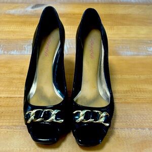 Black patent 3” heels